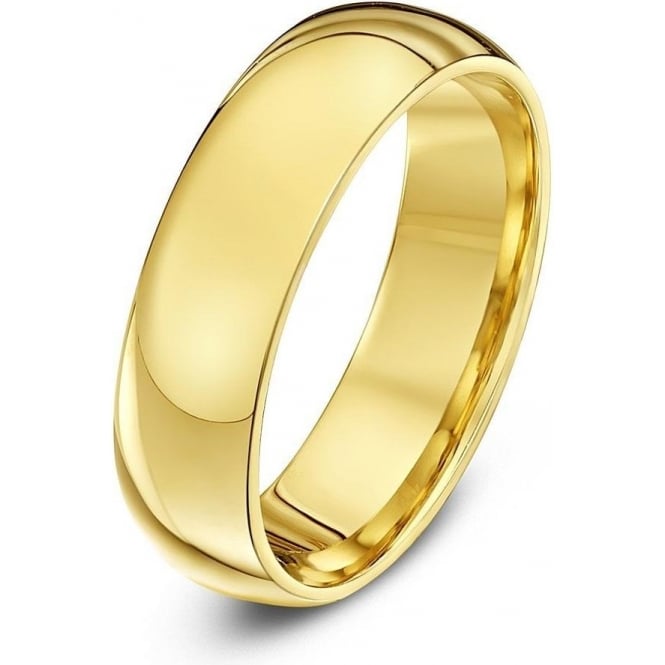 18ct Yellow Gold Heavy Court Shape 6mm Wedding Ring