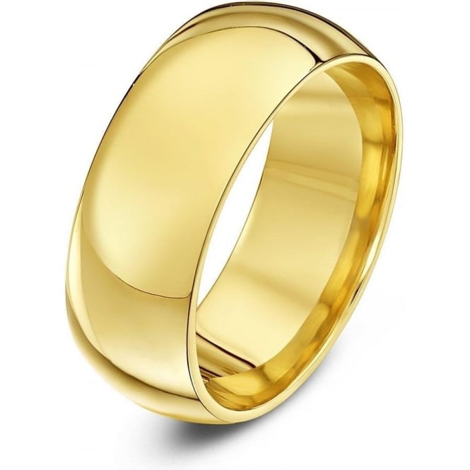 18ct Yellow Gold Heavy Court Shape 8mm Wedding Ring