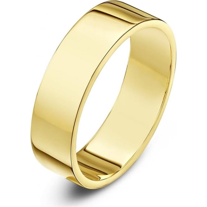 18ct Yellow Gold Heavy Flat 5mm Wedding Ring