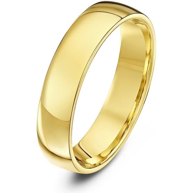 18ct Yellow Gold Light Court Shape 5mm Wedding Ring