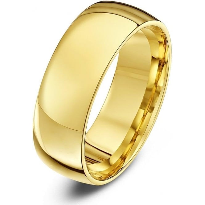 18ct Yellow Gold Light Court Shape 7mm Wedding Ring