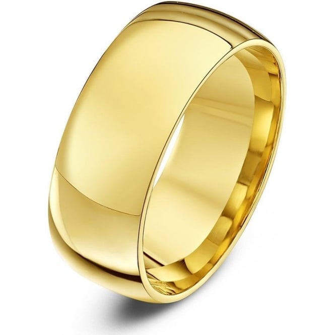 18ct Yellow Gold Light Court Shape 8mm Wedding Ring