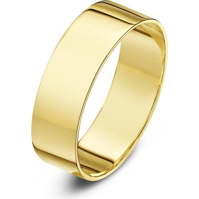 18ct Yellow Gold Light Flat 6mm Wedding Ring