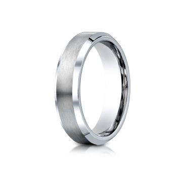 Cobaltchrome 6mm Comfort-Fit Satin-Finished Beveled Edge Design Ring