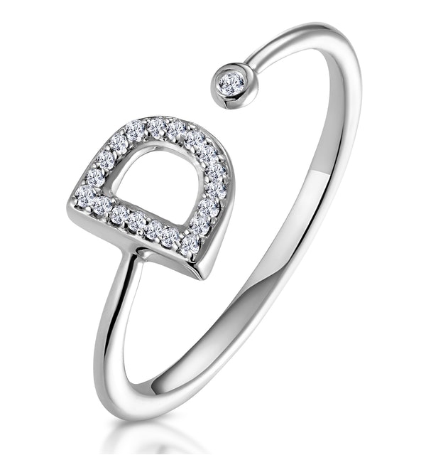LAB DIAMOND INITIAL 'D' RING 0.07CT SET IN 925 SILVER