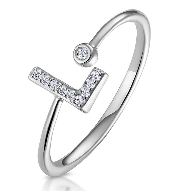 LAB DIAMOND INITIAL 'L' RING 0.07CT SET IN 925 SILVER
