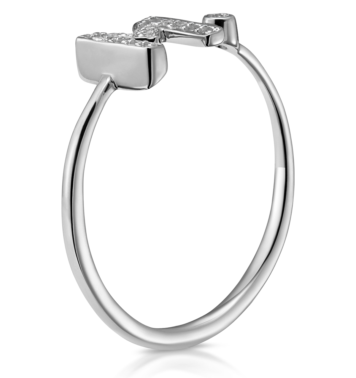 LAB DIAMOND INITIAL 'M' RING 0.07CT SET IN 925 SILVER - Image 3