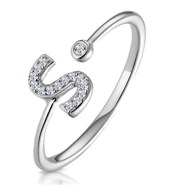 LAB DIAMOND INITIAL 'S' RING 0.07CT SET IN 925 SILVER
