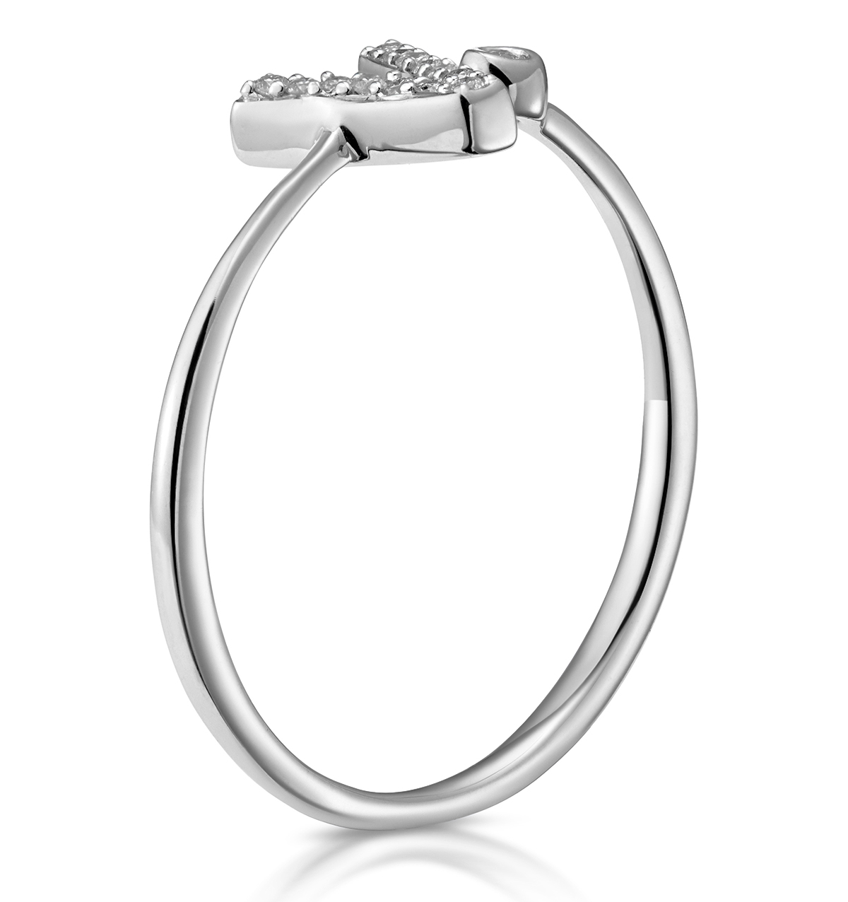 LAB DIAMOND INITIAL 'V' RING 0.07CT SET IN 925 SILVER - Image 3