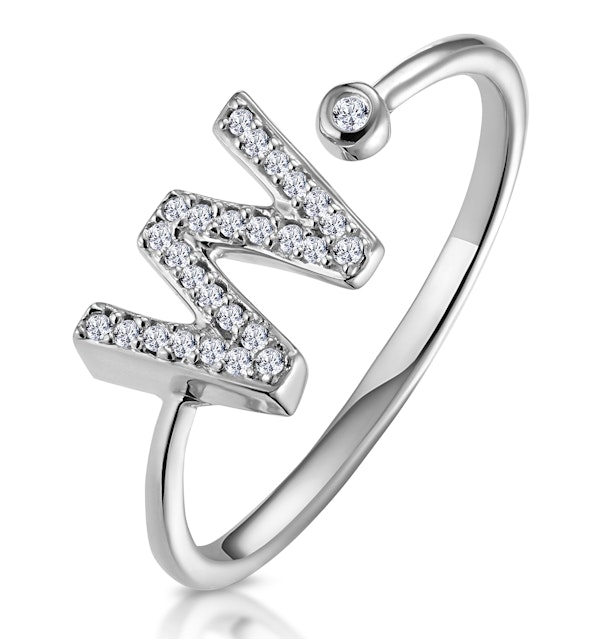 LAB DIAMOND INITIAL 'W' RING 0.07CT SET IN 925 SILVER