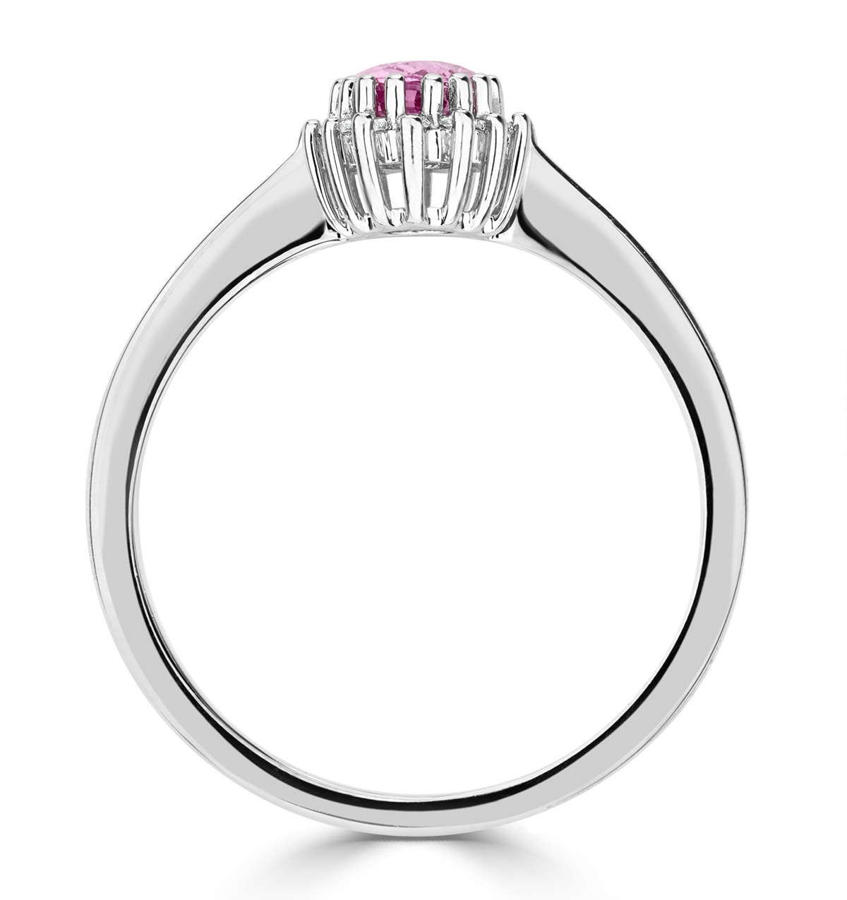 9K WHITE GOLD DIAMOND AND PINK SAPPHIRE RING 0.08CT - Image 3
