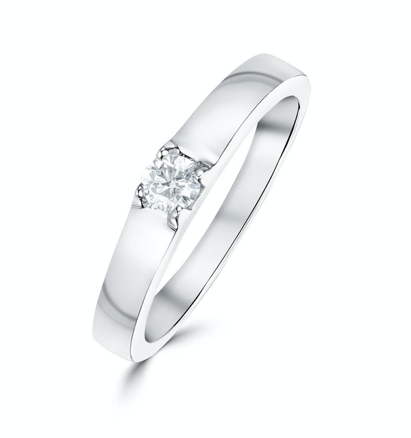SOLITAIRE RING 0.11CT DIAMOND 9K WHITE GOLD SIZE J 1/2