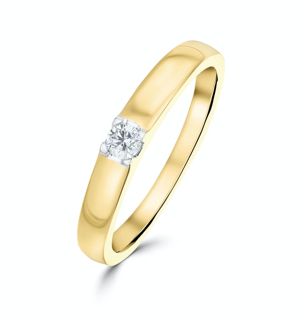 SOLITAIRE RING 0.11CT DIAMOND 9K YELLOW GOLD - SIZE P