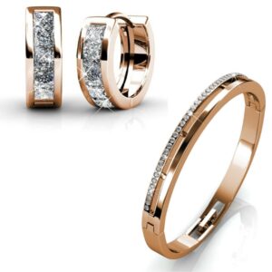 2pc Bracelet & Earrings Set Embellished with C