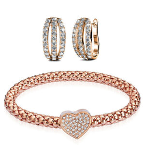 2pc Earring & Bracelet Set Embellished with Cr