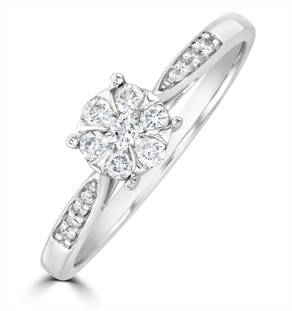 LAB DIAMOND ENGAGEMENT RING WITH SHOULDERS 0.25CT H/SI - 9K WHITE GOLD
