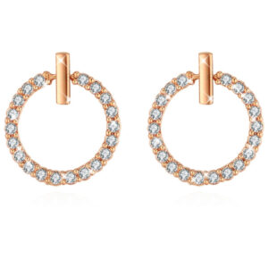 Elegant Circular Earrings with Cubic Zirconia Rose