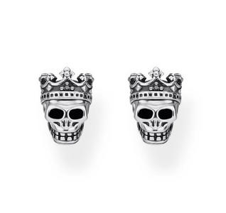 Silver Skull King Earrings