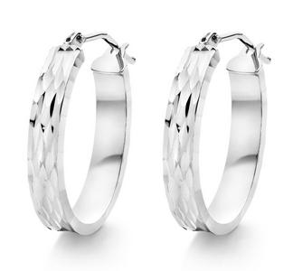 9ct White Gold Hoop Earrings