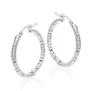 9ct White Gold Crystal Hoop Earrings