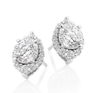 9ct White Gold Cubic Zirconia Stud Earrings