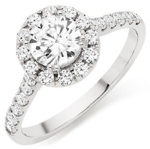 9ct White Gold Cubic Zirconia Halo Ring