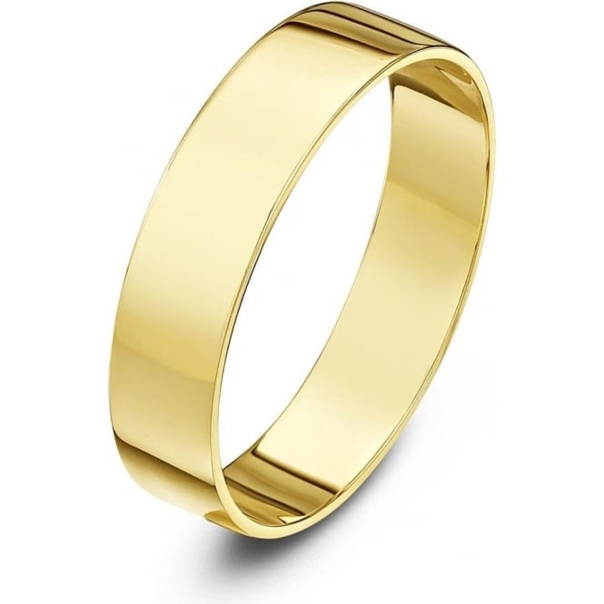 18ct Yellow Gold Light Flat 4mm Wedding Ring
