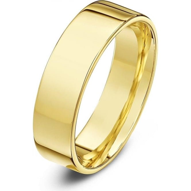 18ct Yellow Gold Light Flat Court Shape 5mm Wedding Ring