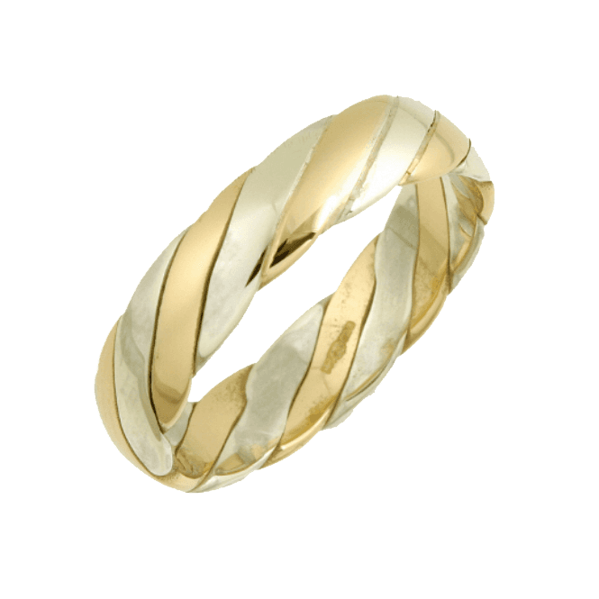 9ct White & Yellow Gold 4mm Twisted Wedding Ring