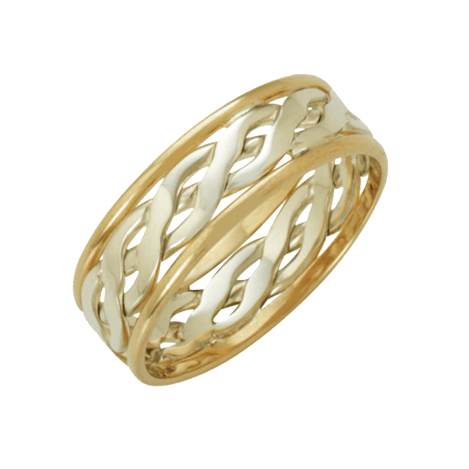 9ct White & Yellow Gold 6mm Celtic Wedding Ring