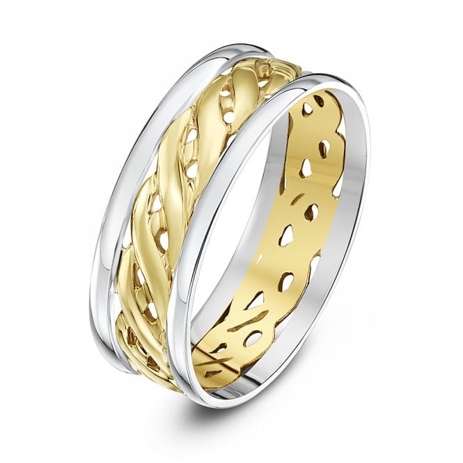 9ct White & Yellow Gold 6mm Celtic Wedding Ring