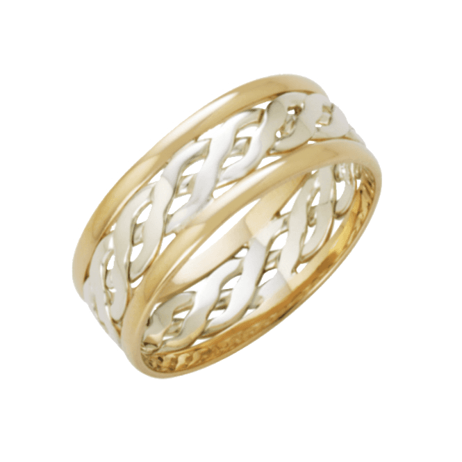 9ct White & Yellow Gold 7mm Celtic Wedding Ring