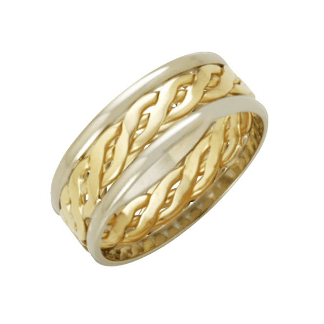 9ct White & Yellow Gold 7mm Celtic Wedding Ring