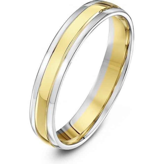 9ct White & Yellow Gold Court Shape 4mm Wedding Ring