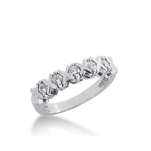 14K Gold Diamond Anniversary Wedding 5 Round Brilliant Diamonds 0.35ctw 189WR137314K