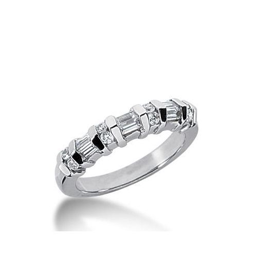 14k Gold Diamond Anniversary Wedding Ring 8 Round Brilliant, 6 Straight Baguette Diamonds 0.44ctw 269WR113214K