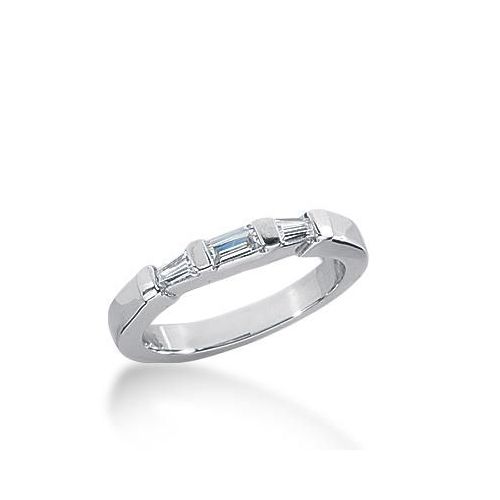 14k Gold Diamond Anniversary Wedding Ring 1 Straight Baguette, 2 Tapered Baguette Diamonds 0.21ctw 273WR113614K