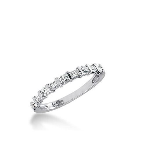 14k Gold Diamond Anniversary Wedding Ring 5 Round Brilliant, 4 Straight Baguette Diamonds 0.41ctw 320WR141314K