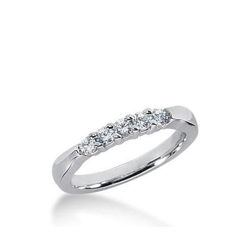 14k Gold Diamond Anniversary Wedding Ring 5 Round Brilliant Diamonds Total 0.35ctw 588WR234014k