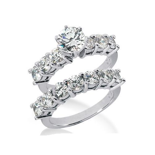 18K Gold Diamond Engagement Bridal Set 3.60ctw. 4008-18KENBR-146