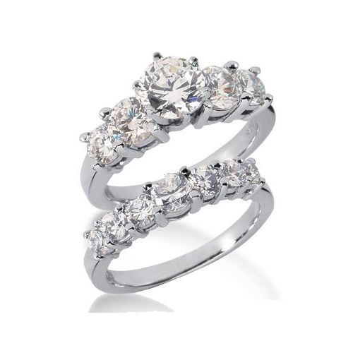 18K Gold Diamond Engagement Bridal Set 3.09ctw 4010-18KENBR