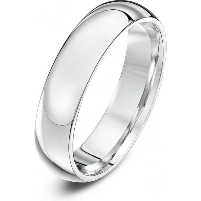 18ct White Gold Heavy Court Shape 5mm Wedding Ring