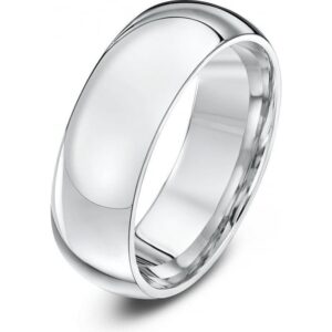 18ct White Gold Heavy Court Shape 7mm Wedding Ring
