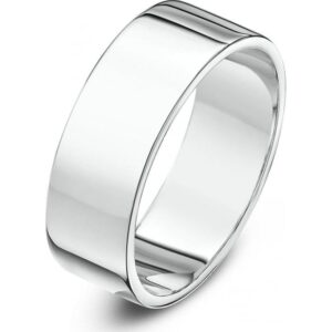 18ct White Gold Heavy Flat 6mm Wedding Ring