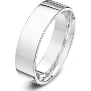 18ct White Gold Heavy Flat Court Shape 5mm Wedding Ring
