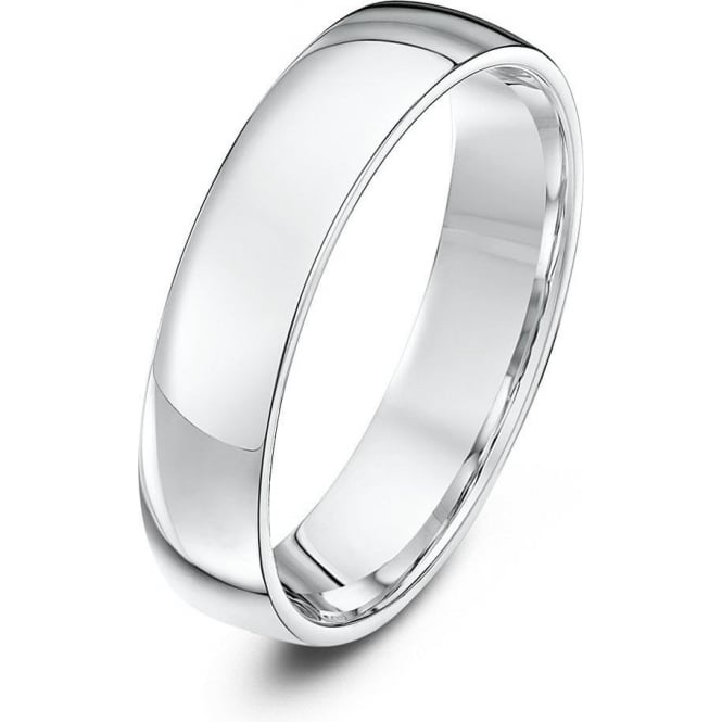 18ct White Gold Light Court Shape 5mm Wedding Ring