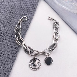 Sterling Silver 925 Fashion Korean Style Black Agate Stitching Bracelet Women's Korean Style Bracele