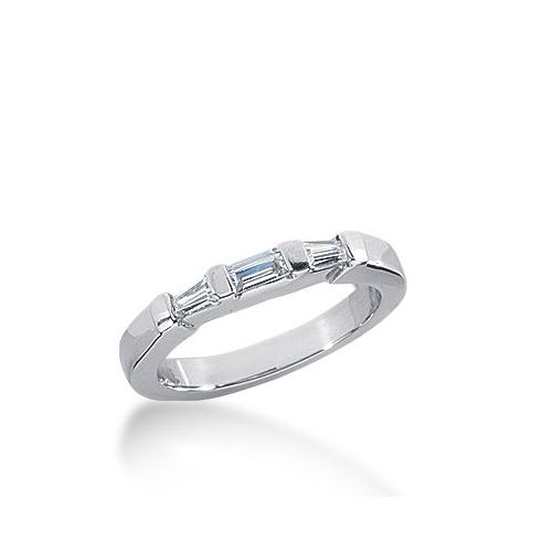 18k Gold Diamond Anniversary Wedding Ring 1 Straight Baguette, 2 Tapered Baguette Diamonds 0.21ctw 273WR113618K