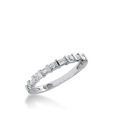 18k Gold Diamond Anniversary Wedding Ring 5 Round Brilliant, 4 Straight Baguette Diamonds 0.41ctw 320WR141318K