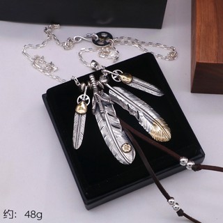 Sterling Silver 925 GORO'S Takahashi Goro Vintage Gold Shell Eagle Claw Feather Necklace Pendant Ste